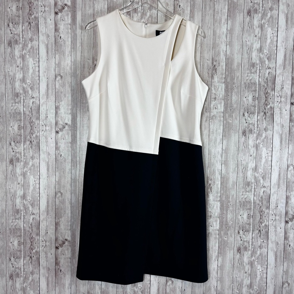 DKNY Asymmetric Colorbocked Sheath Scuba Crepe Sheath Dress